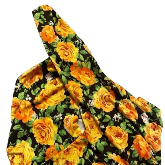 Zara NWT Women's Yellow Multi Floral Cross Twist Neck Halter Top Bodysuit Small - Picture 9 of 14